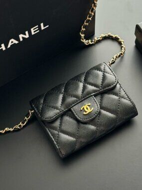 Chanel. Classic Logo Lambskin Chain Crossbody Bag